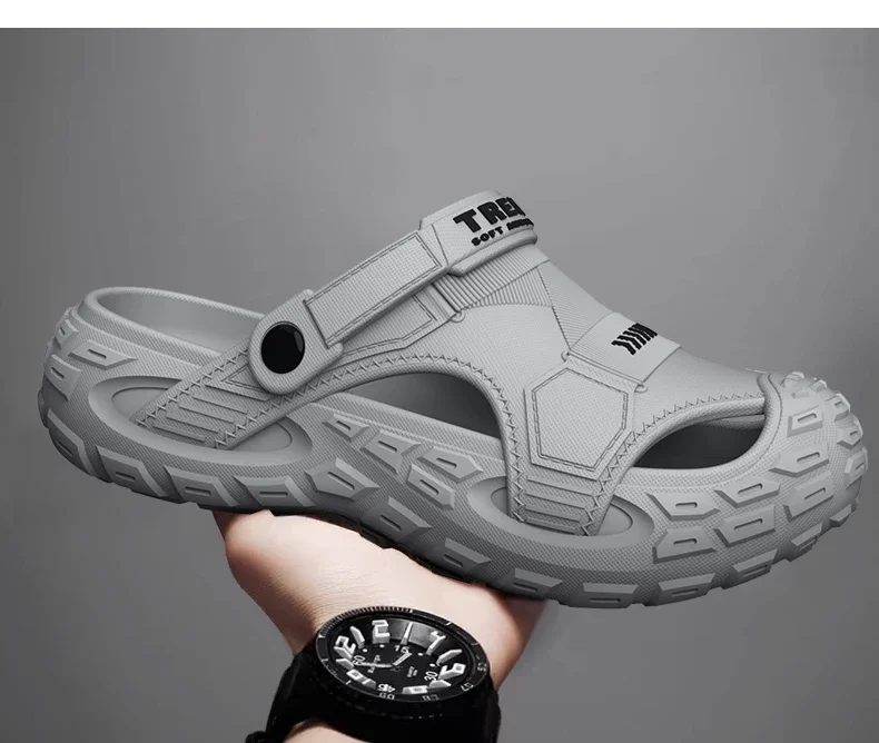 2026 Summer Hot Sale Men's EVA Sandals Summer Thick Soft Soled Outdoor Wear Beach Casual Sports Perforated Shoes Plus Size 48-49