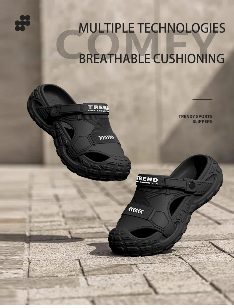 2026 Summer Hot Sale Men's EVA Sandals Summer Thick Soft Soled Outdoor Wear Beach Casual Sports Perforated Shoes Plus Size 48-49