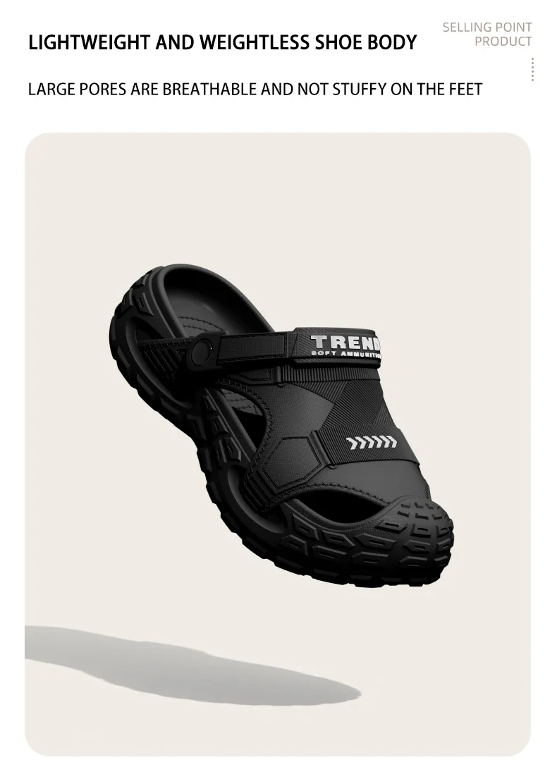 2026 Summer Hot Sale Men's EVA Sandals Summer Thick Soft Soled Outdoor Wear Beach Casual Sports Perforated Shoes Plus Size 48-49