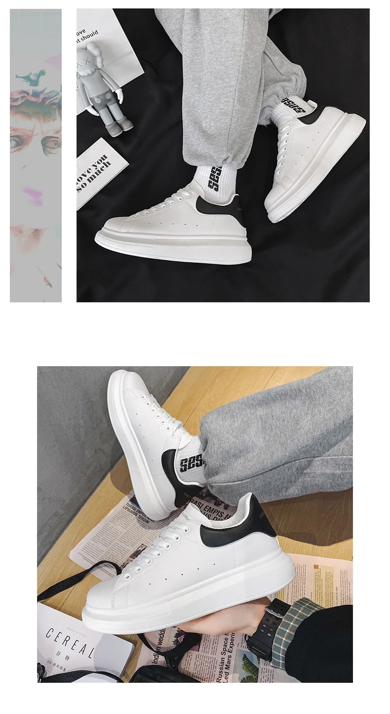 Men's breathable lightweight white shoes spring summer soft-sole comfort walking casual shoes fashion student sports baord shoes