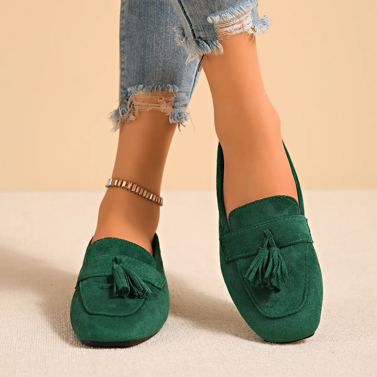Woman's Flat Shoes Large Size Spring New Fashion Square Toe Comfortable Soft Ballet Flats Simple Versatile Casual Slip on Shoes
