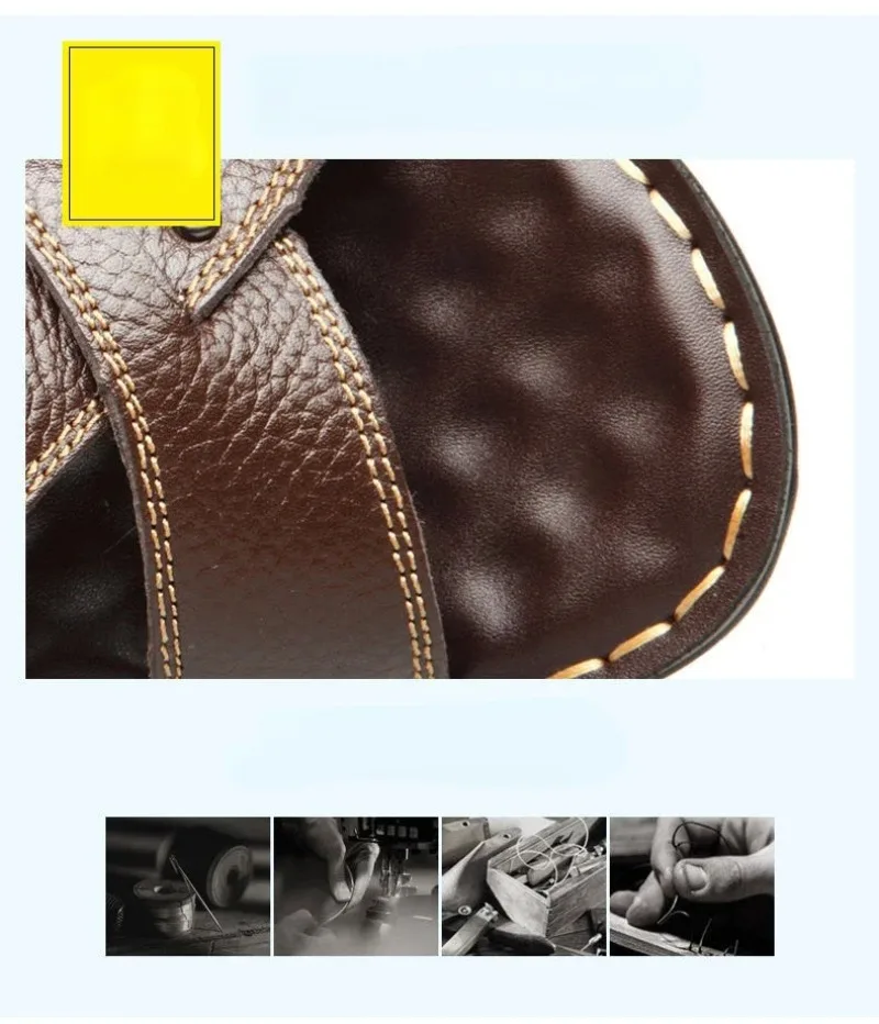 Summer Men Leather Sandals Leather Non-slip Men Shoes Slippers Outdoor Thick-soled Beach Shoes Comfor Soft Men Sandas