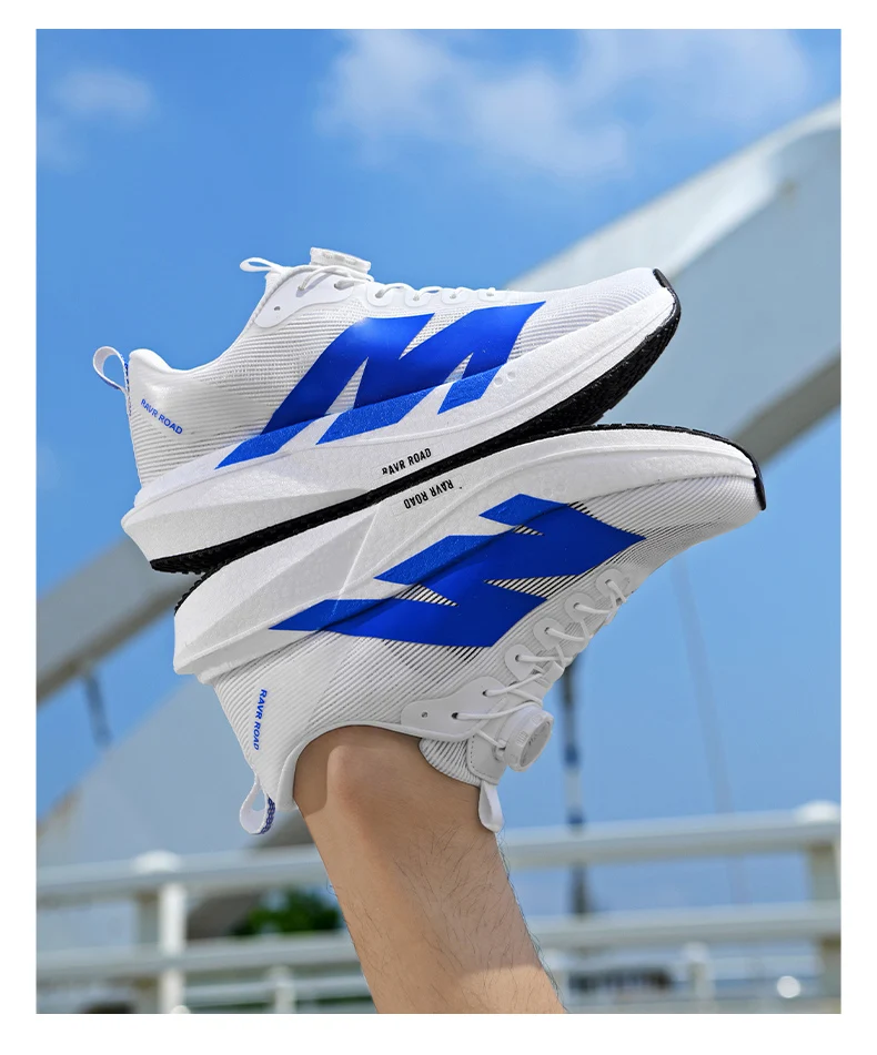Men Cushioned Carbon Plate Running Footwear Breathable Mesh Marathon Sneakers Non-Slip Lightweight Athletic Shoes for Women Gym