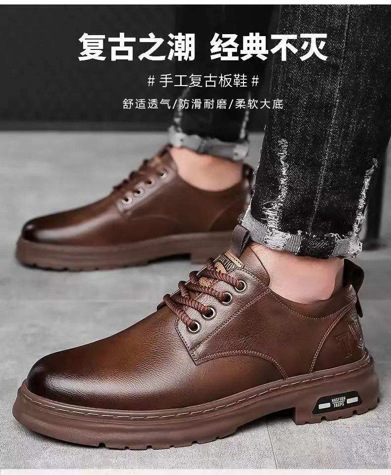 2026 Autumn Men Business Casual Soft Leather Shoes Comfortable Sole British Style Fashion Work Shoes