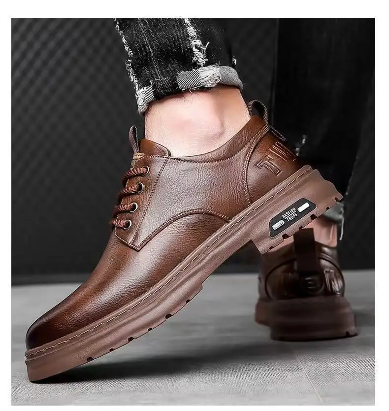 2026 Autumn Men Business Casual Soft Leather Shoes Comfortable Sole British Style Fashion Work Shoes