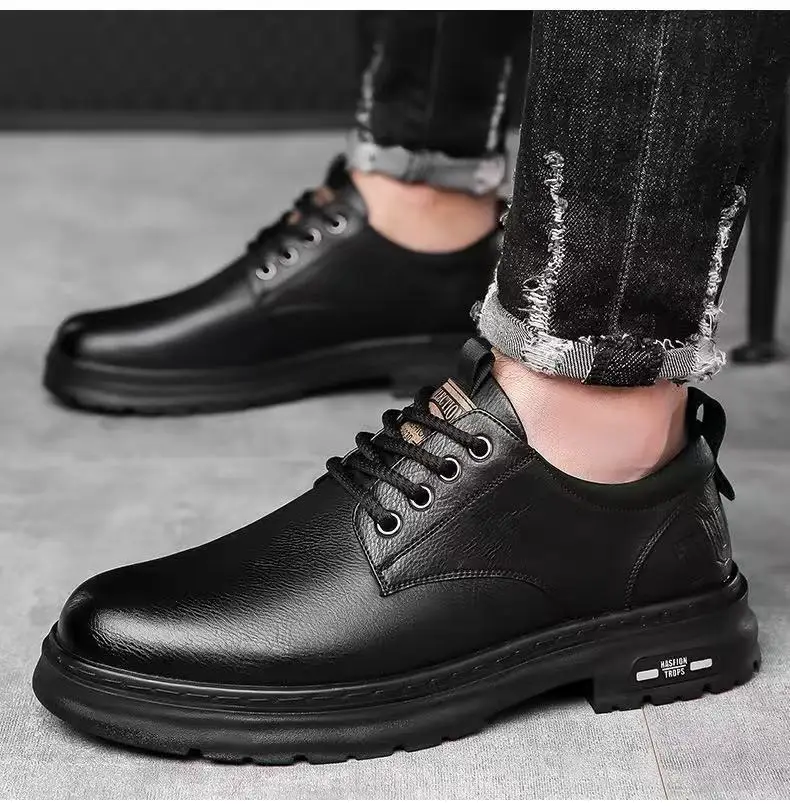 2026 Autumn Men Business Casual Soft Leather Shoes Comfortable Sole British Style Fashion Work Shoes
