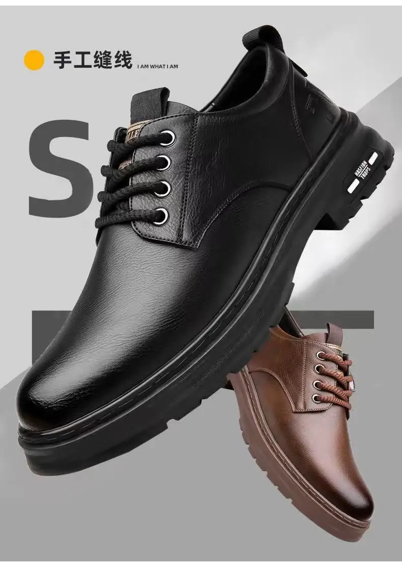 2026 Autumn Men Business Casual Soft Leather Shoes Comfortable Sole British Style Fashion Work Shoes