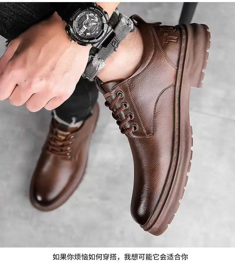 2026 Autumn Men Business Casual Soft Leather Shoes Comfortable Sole British Style Fashion Work Shoes