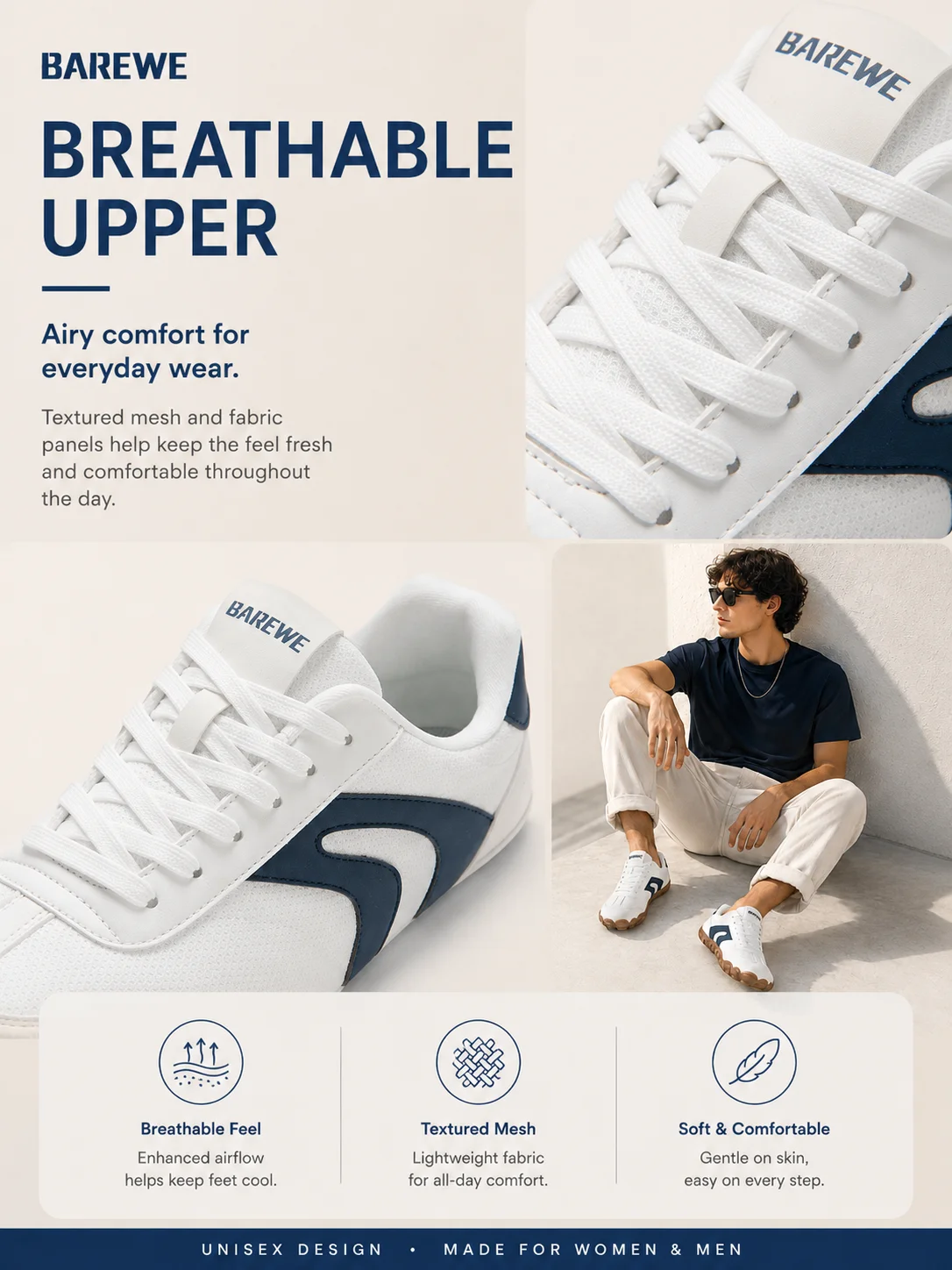 BAREWE Barefoot Shoes: Wide-Toe Walking Shoes for Men and Women, Comfortable Outdoor Sneakers, Lightweight Summer Sports Shoes,