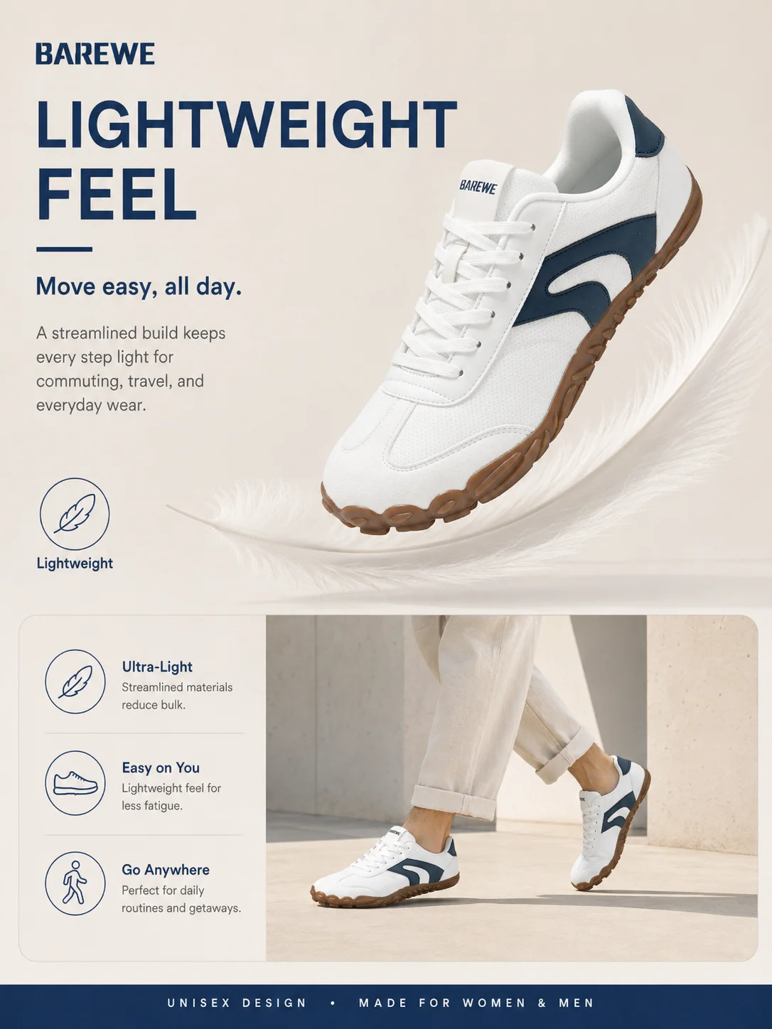 BAREWE Barefoot Shoes: Wide-Toe Walking Shoes for Men and Women, Comfortable Outdoor Sneakers, Lightweight Summer Sports Shoes,