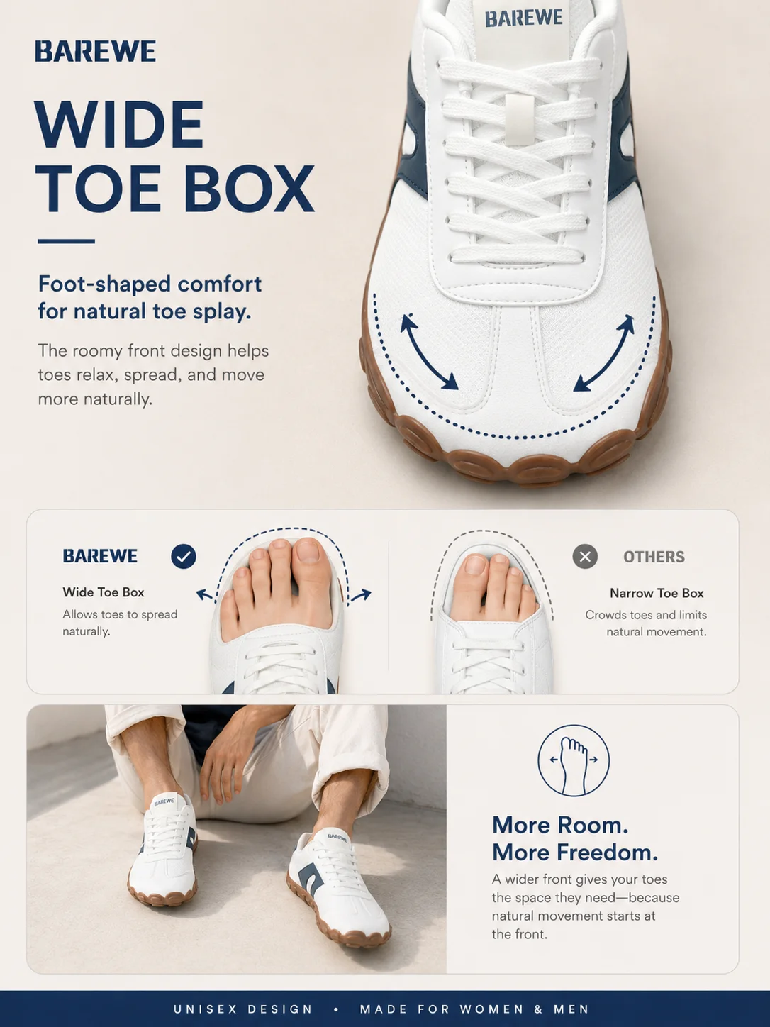 BAREWE Barefoot Shoes: Wide-Toe Walking Shoes for Men and Women, Comfortable Outdoor Sneakers, Lightweight Summer Sports Shoes,
