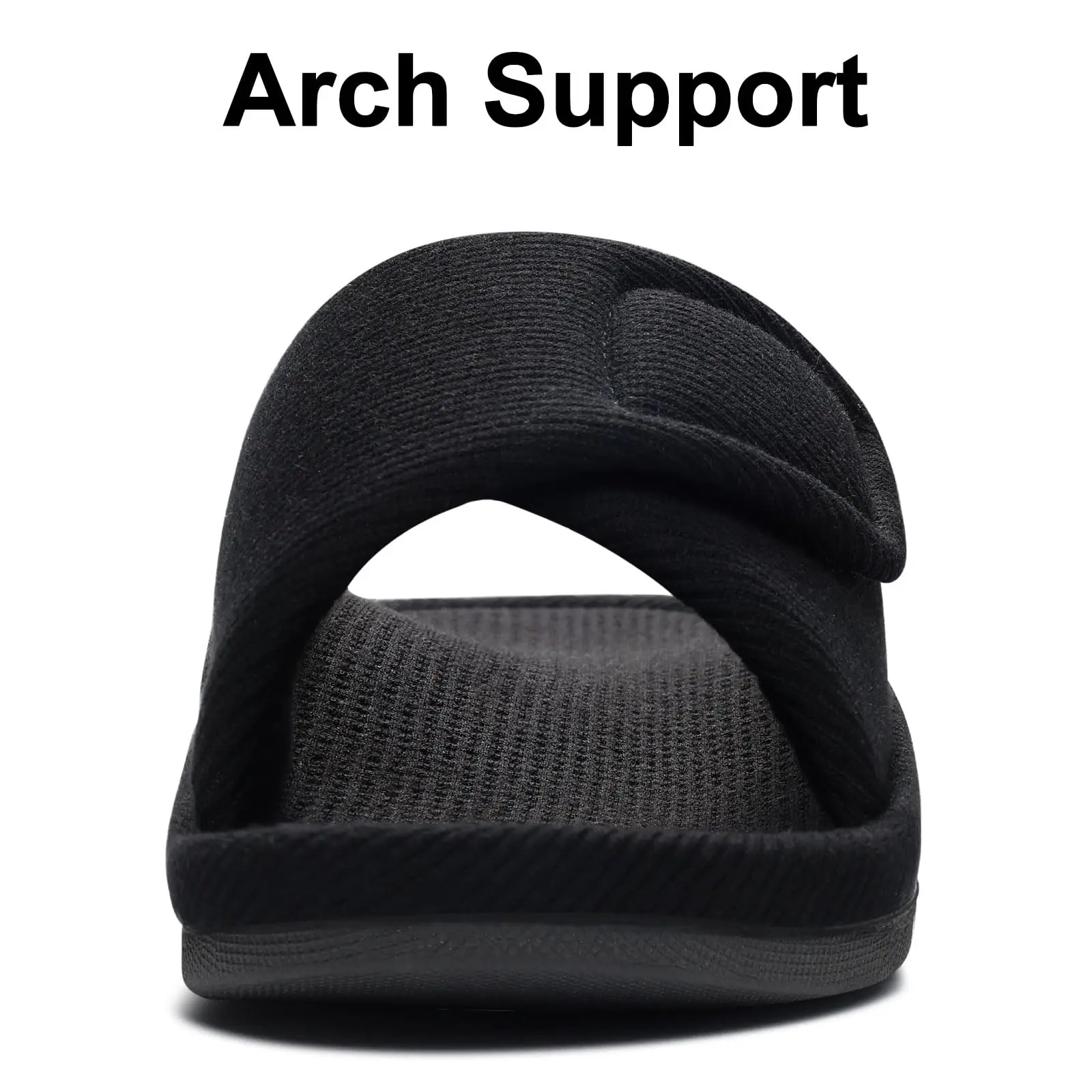 Litfun Winter Cotton Waffle Slippers For Women Breathable Indoor Adjustable Slides Slip On Open Toe Slippers With Arch Support