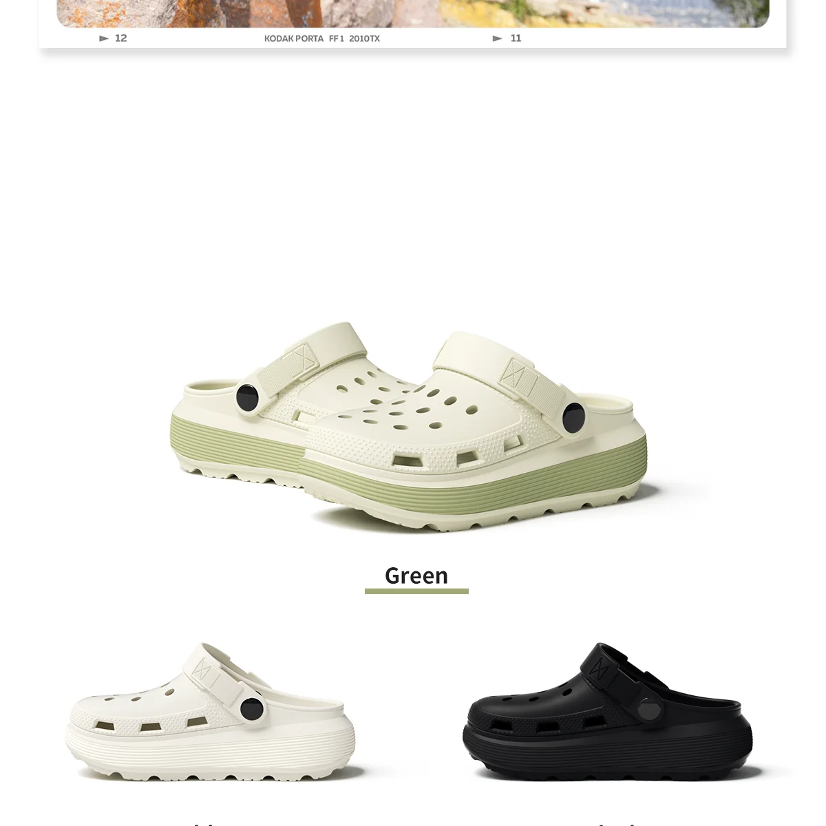 Women Black Platform Clogs Sandals - 2026 Summer Thick Sole Non-slip Garden Shoes - Breathable EVA Beach Slippers for Outdoor