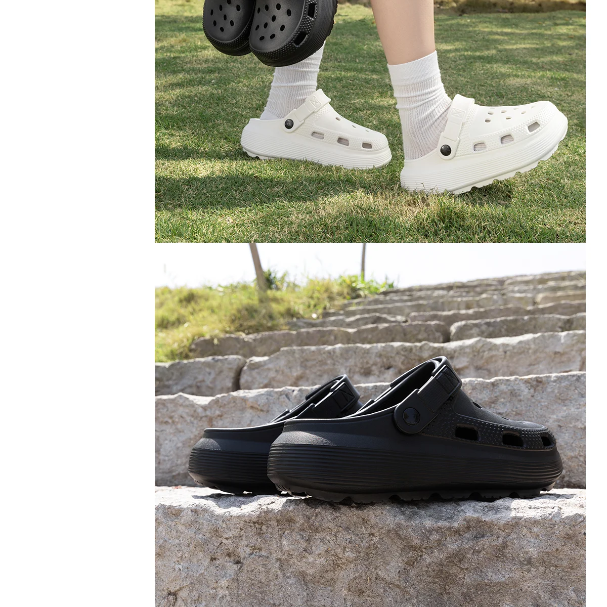 Women Black Platform Clogs Sandals - 2026 Summer Thick Sole Non-slip Garden Shoes - Breathable EVA Beach Slippers for Outdoor
