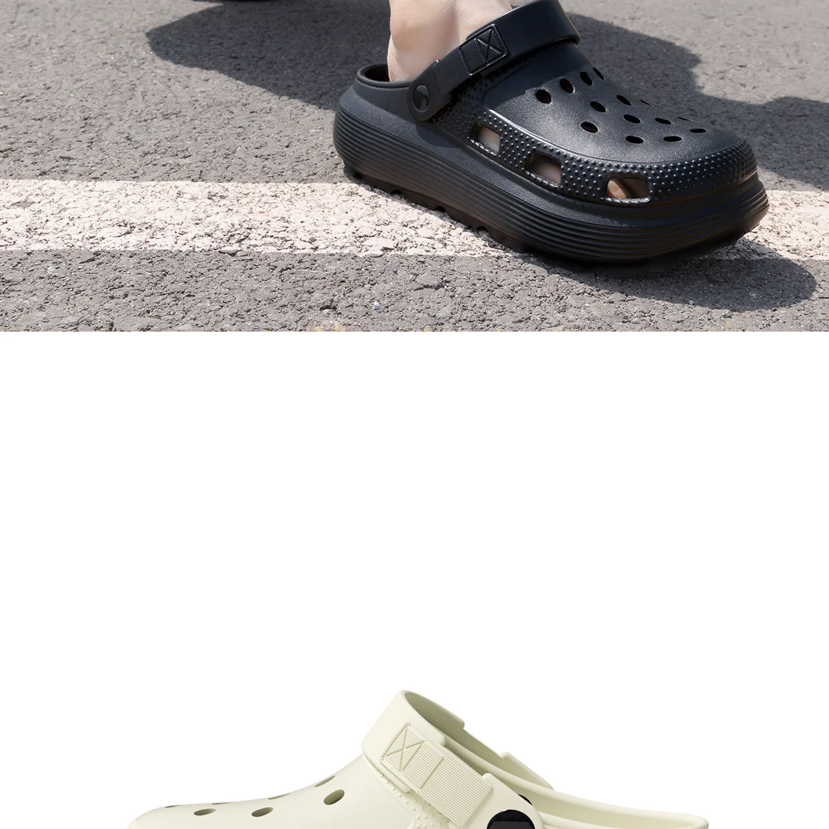 Women Black Platform Clogs Sandals - 2026 Summer Thick Sole Non-slip Garden Shoes - Breathable EVA Beach Slippers for Outdoor
