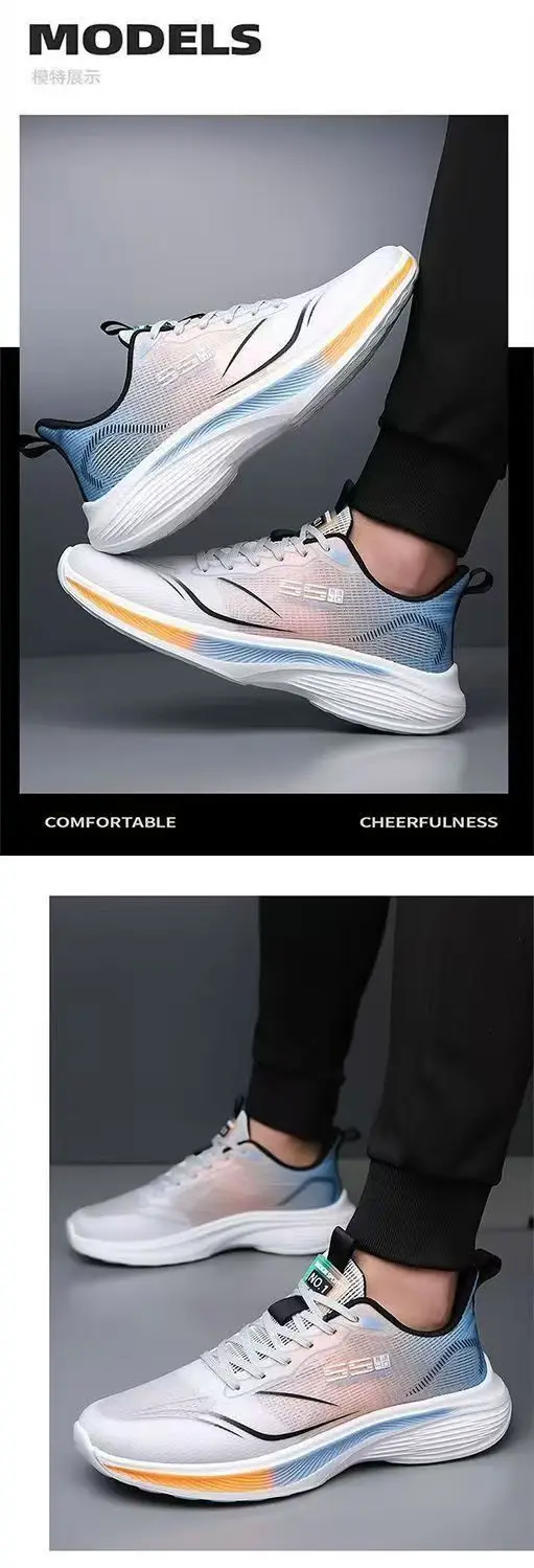 Men Breathable Mesh Running Shoes Lightweight Non Slip Soft Sole Casual Sneakers for Spring Summer