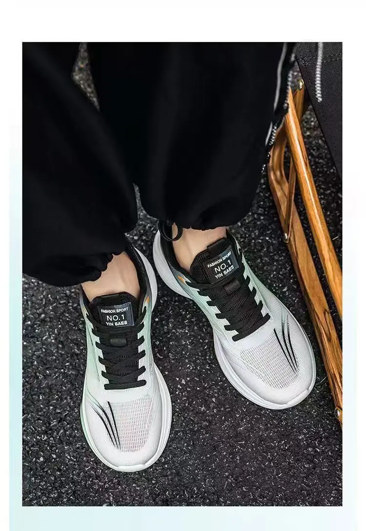 Men Breathable Mesh Running Shoes Lightweight Non Slip Soft Sole Casual Sneakers for Spring Summer