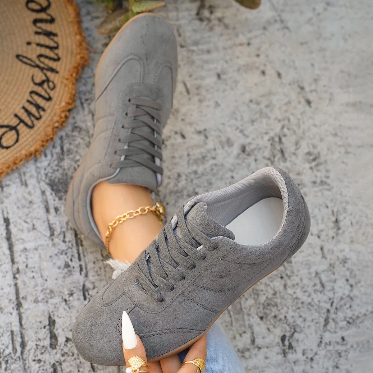 Women's Casual Flat-soled Non-slip Wear-resistant Sport Shoes Spring Autumn Round-toe Soft and Comfortable Women Single Shoes