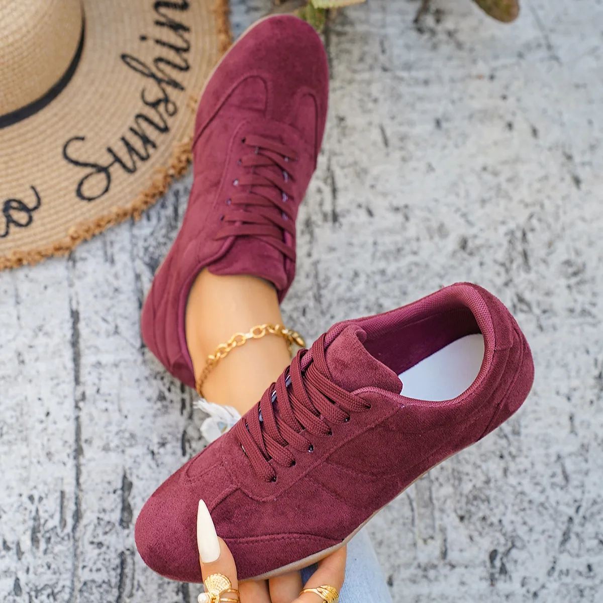 Women's Casual Flat-soled Non-slip Wear-resistant Sport Shoes Spring Autumn Round-toe Soft and Comfortable Women Single Shoes