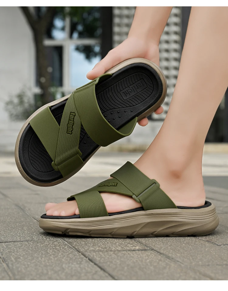 Summer New Men's Sandals Outdoor Fashion, Comfortable Thick Soled Casual Shoes Large Size Lightweight Non Slip Walking Slippers