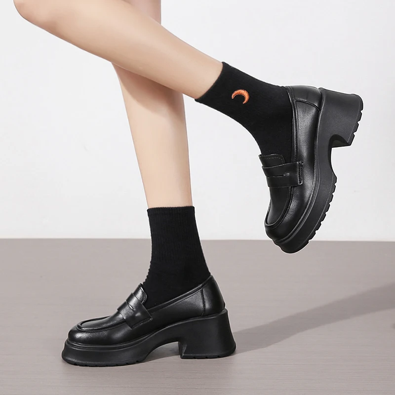 Lucyever Women's Loafers 2024 Spring British Style Slip On Platform Mary Jane Shoes Woman Japanese Jk Uniform Lolita Shoes Women
