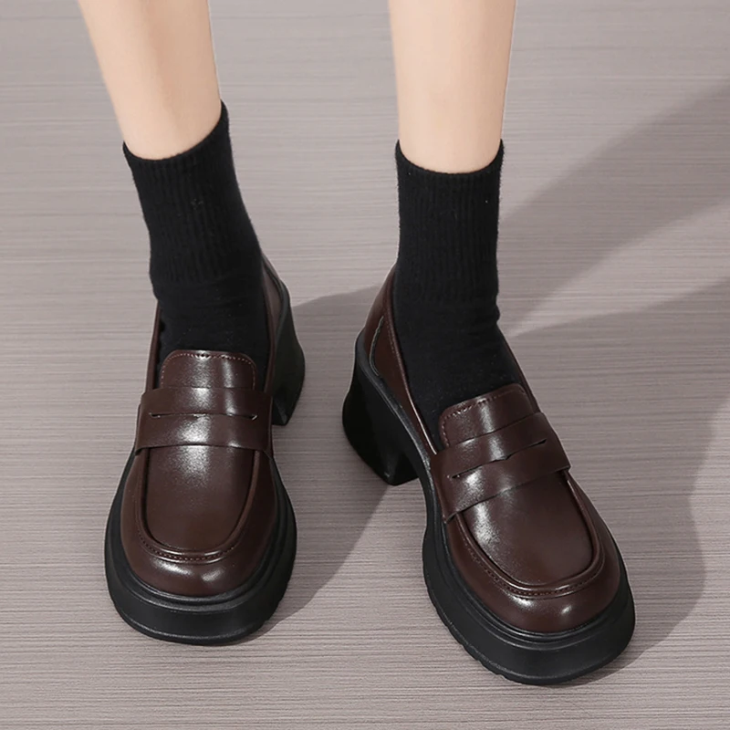 Lucyever Women's Loafers 2024 Spring British Style Slip On Platform Mary Jane Shoes Woman Japanese Jk Uniform Lolita Shoes Women