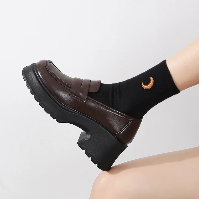Lucyever Women's Loafers 2024 Spring British Style Slip On Platform Mary Jane Shoes Woman Japanese Jk Uniform Lolita Shoes Women