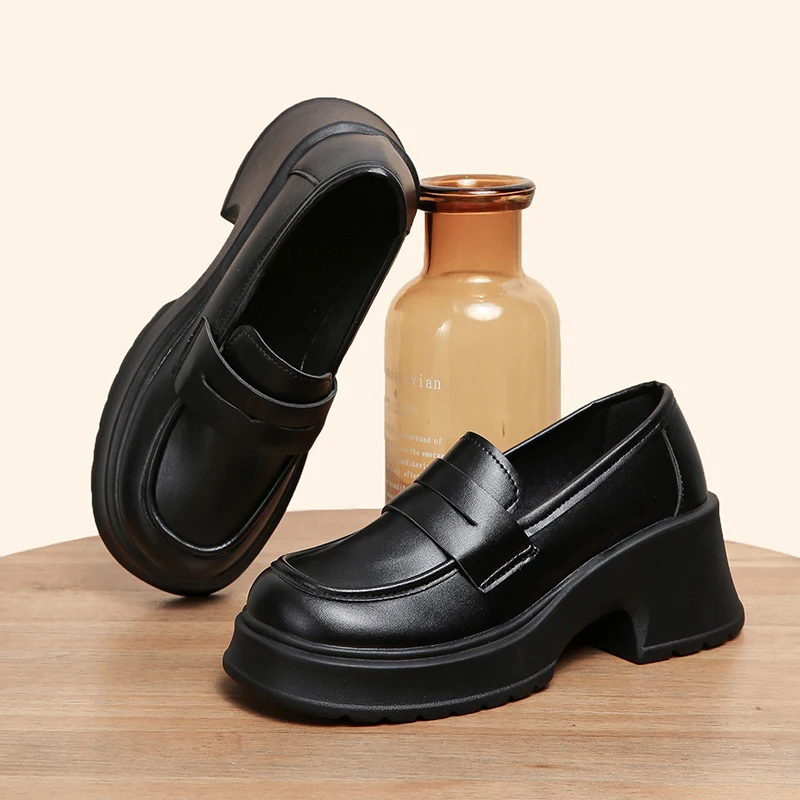 Lucyever Women's Loafers 2024 Spring British Style Slip On Platform Mary Jane Shoes Woman Japanese Jk Uniform Lolita Shoes Women