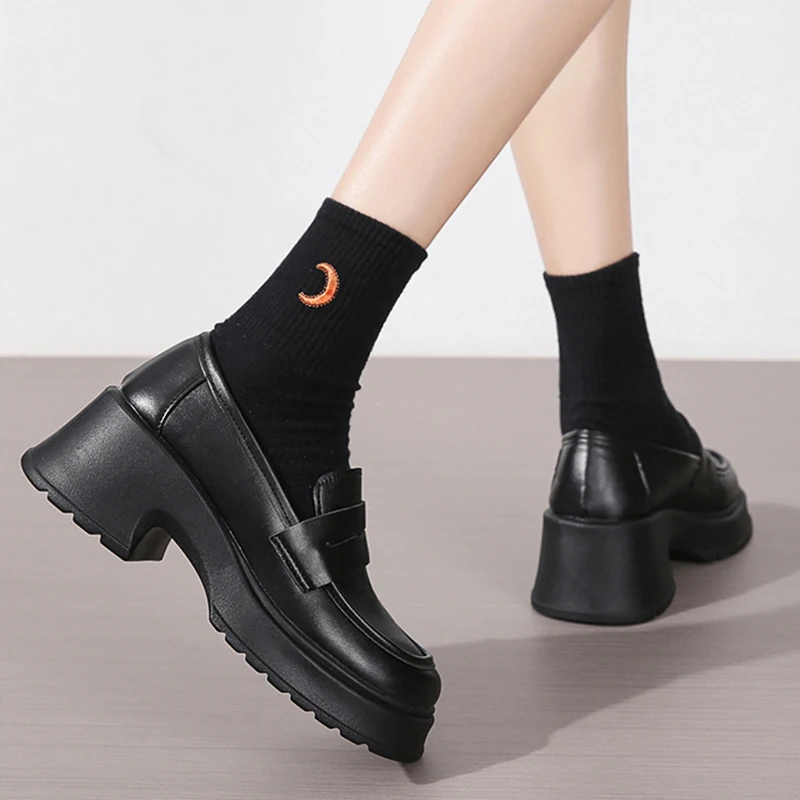 Lucyever Women's Loafers 2024 Spring British Style Slip On Platform Mary Jane Shoes Woman Japanese Jk Uniform Lolita Shoes Women