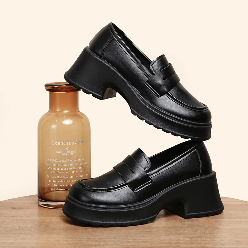 Lucyever Women's Loafers 2024 Spring British Style Slip On Platform Mary Jane Shoes Woman Japanese Jk Uniform Lolita Shoes Women
