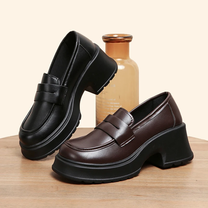 Lucyever Women's Loafers 2024 Spring British Style Slip On Platform Mary Jane Shoes Woman Japanese Jk Uniform Lolita Shoes Women