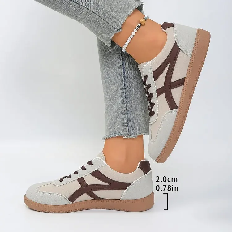 Large Size Women's Running Shoes Fashionable Retro Casual All-Match Flat Bottom Sports Sneakers Autumn Season White Shoes