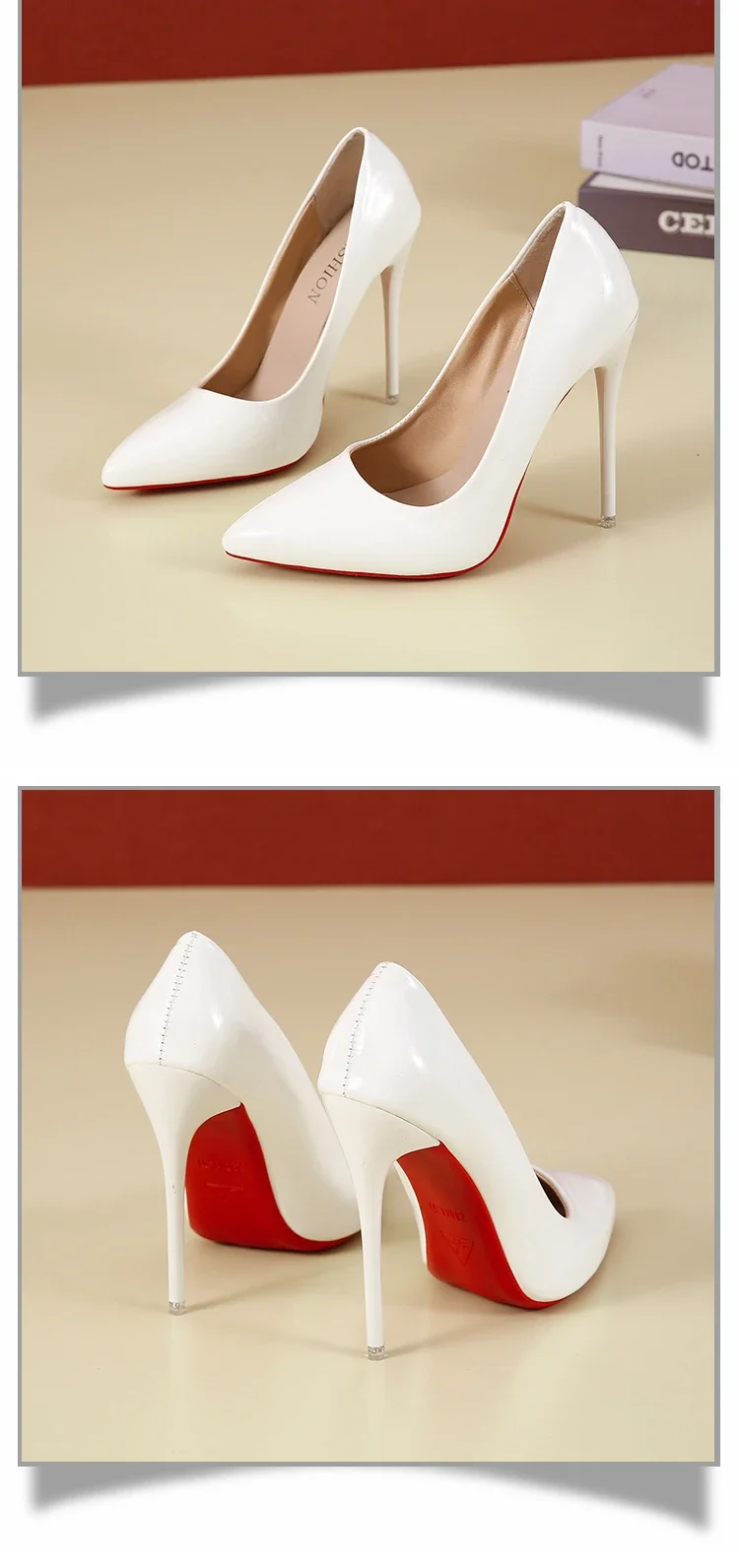 2024 Women Shoes Red High Heels Sexy Pointed Toe 12cm Pumps Wedding Dress Shoes Nude Black Color Red Rubber Bottom High Heels