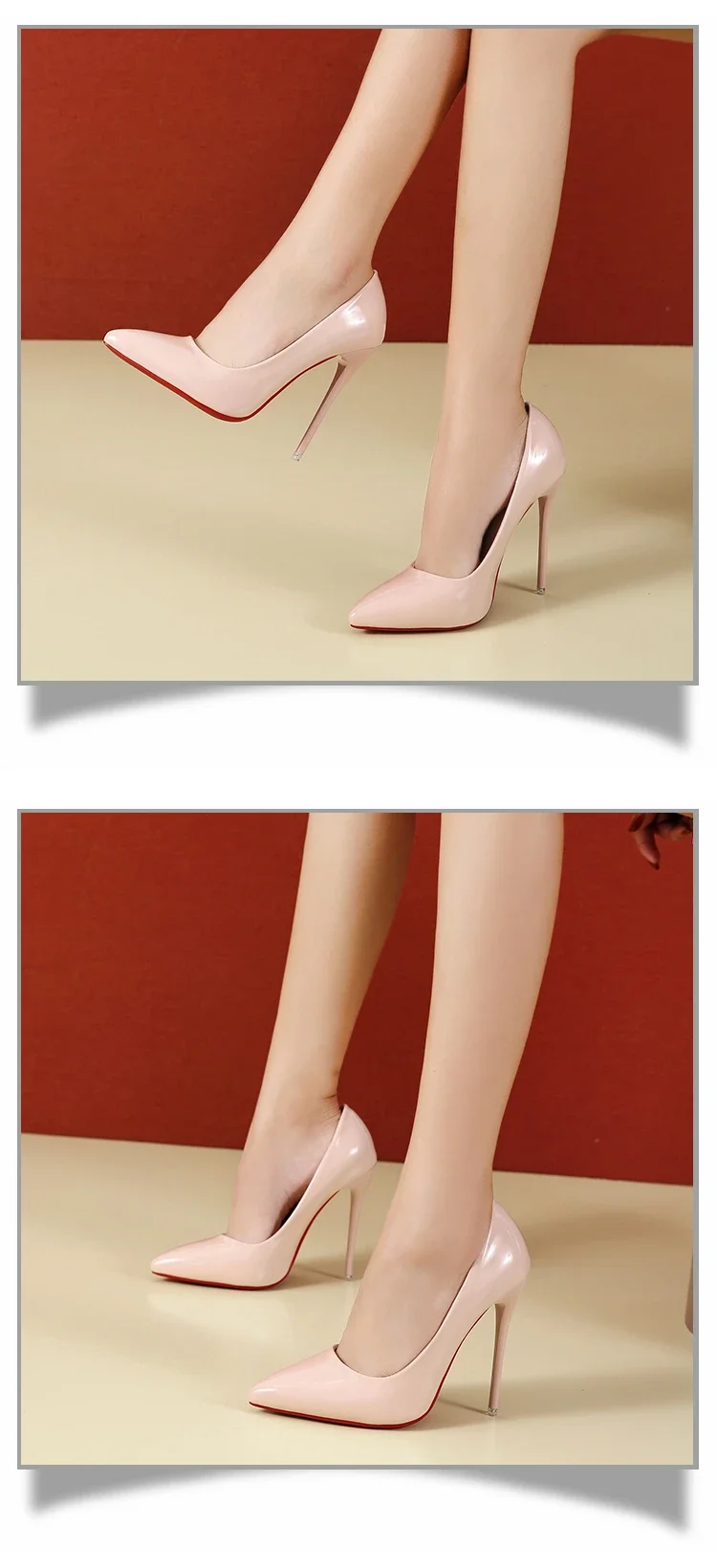 2024 Women Shoes Red High Heels Sexy Pointed Toe 12cm Pumps Wedding Dress Shoes Nude Black Color Red Rubber Bottom High Heels