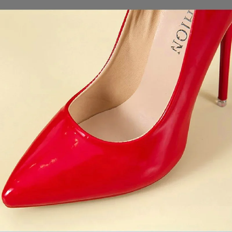 2024 Women Shoes Red High Heels Sexy Pointed Toe 12cm Pumps Wedding Dress Shoes Nude Black Color Red Rubber Bottom High Heels
