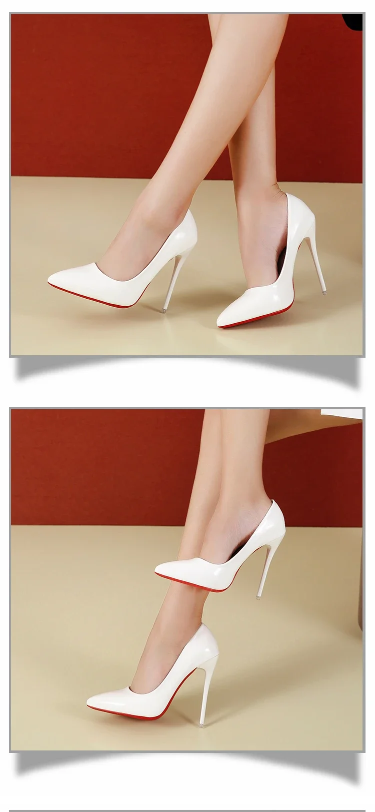 2024 Women Shoes Red High Heels Sexy Pointed Toe 12cm Pumps Wedding Dress Shoes Nude Black Color Red Rubber Bottom High Heels