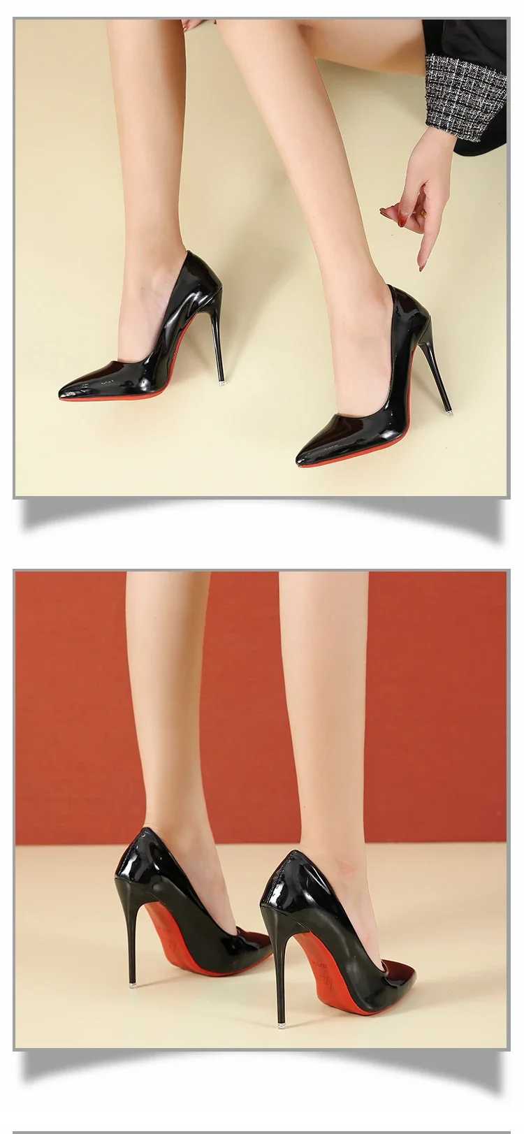 2024 Women Shoes Red High Heels Sexy Pointed Toe 12cm Pumps Wedding Dress Shoes Nude Black Color Red Rubber Bottom High Heels