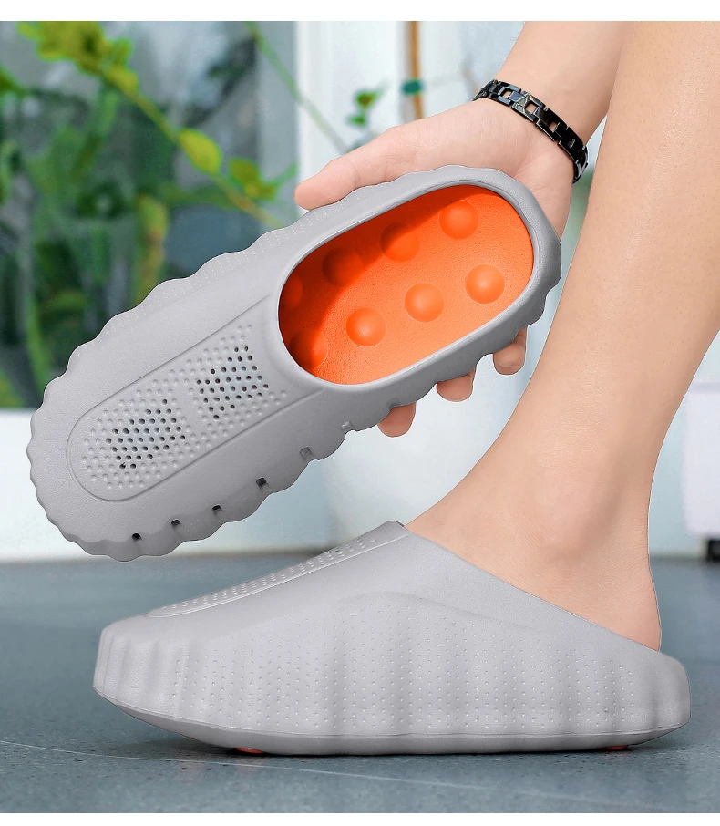 Men's Lightweight Outdoor Slippers Soft Thick Sole Breathable Sandals Non-Slip Summer Beach Slides for Casual Home Bathroom Use