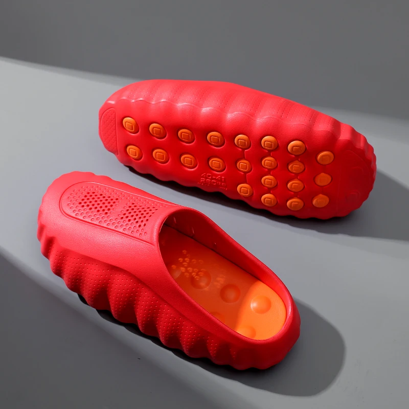 Men's Lightweight Outdoor Slippers Soft Thick Sole Breathable Sandals Non-Slip Summer Beach Slides for Casual Home Bathroom Use