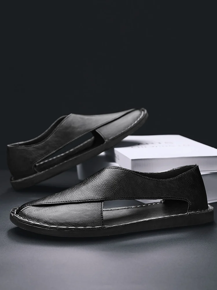 Designer Sandals Men's Handmade Cowhide Leather Sandals Fashion Hollow Out Casual Sandal Summer Comfortable Flat Sandals for Men