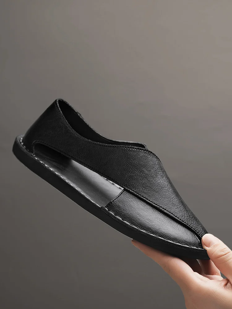 Designer Sandals Men's Handmade Cowhide Leather Sandals Fashion Hollow Out Casual Sandal Summer Comfortable Flat Sandals for Men