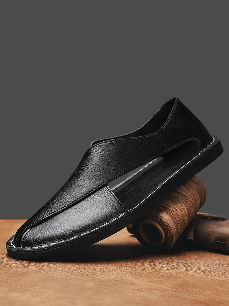 Designer Sandals Men's Handmade Cowhide Leather Sandals Fashion Hollow Out Casual Sandal Summer Comfortable Flat Sandals for Men