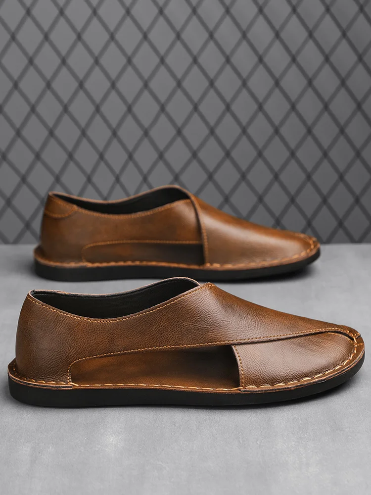 Designer Sandals Men's Handmade Cowhide Leather Sandals Fashion Hollow Out Casual Sandal Summer Comfortable Flat Sandals for Men