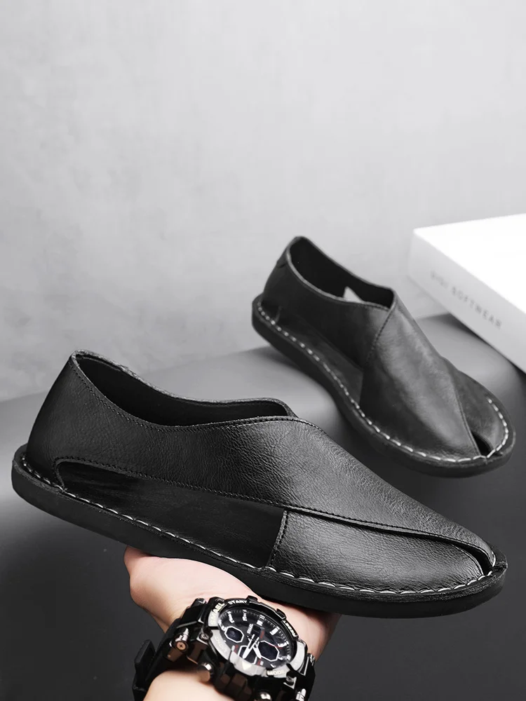 Designer Sandals Men's Handmade Cowhide Leather Sandals Fashion Hollow Out Casual Sandal Summer Comfortable Flat Sandals for Men