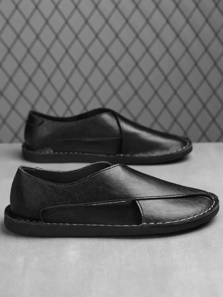 Designer Sandals Men's Handmade Cowhide Leather Sandals Fashion Hollow Out Casual Sandal Summer Comfortable Flat Sandals for Men