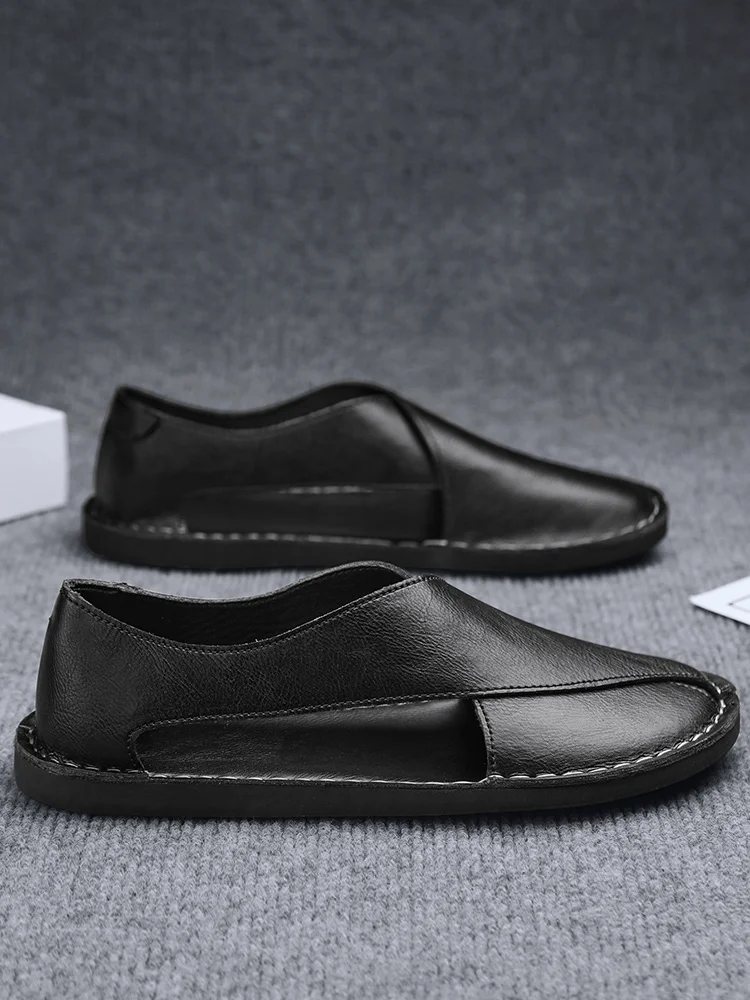 Designer Sandals Men's Handmade Cowhide Leather Sandals Fashion Hollow Out Casual Sandal Summer Comfortable Flat Sandals for Men