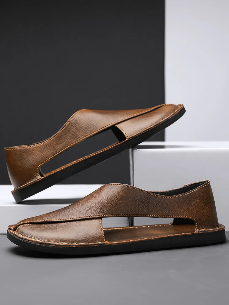 Designer Sandals Men's Handmade Cowhide Leather Sandals Fashion Hollow Out Casual Sandal Summer Comfortable Flat Sandals for Men