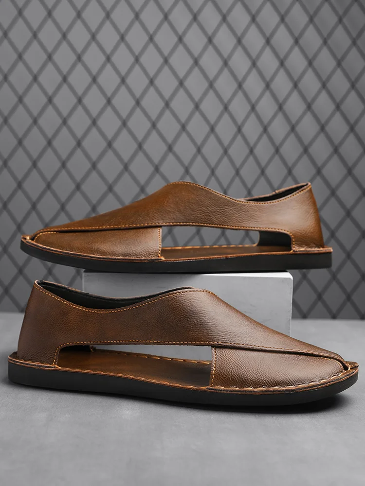 Designer Sandals Men's Handmade Cowhide Leather Sandals Fashion Hollow Out Casual Sandal Summer Comfortable Flat Sandals for Men