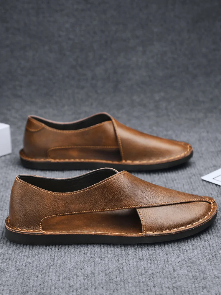 Designer Sandals Men's Handmade Cowhide Leather Sandals Fashion Hollow Out Casual Sandal Summer Comfortable Flat Sandals for Men