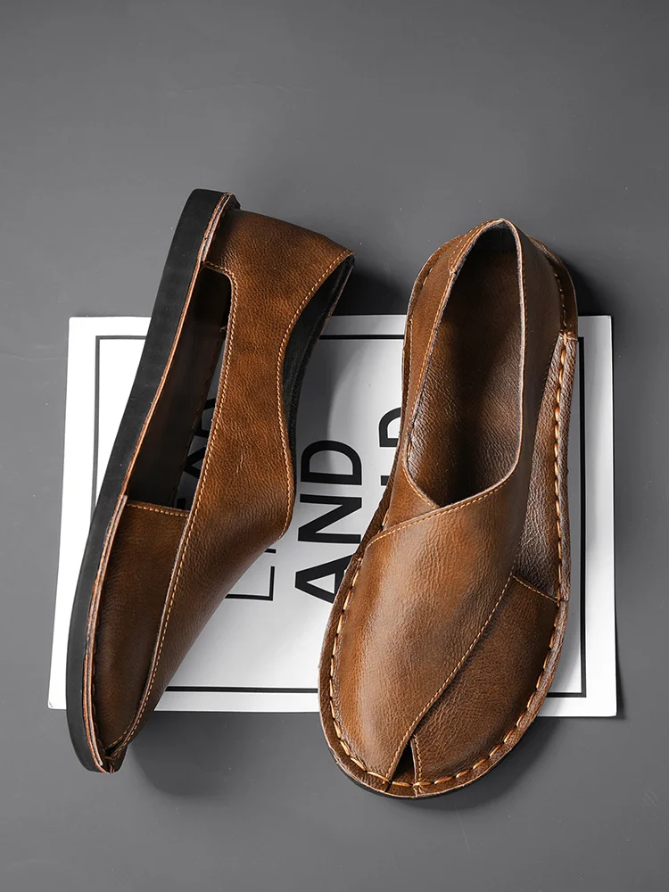 Designer Sandals Men's Handmade Cowhide Leather Sandals Fashion Hollow Out Casual Sandal Summer Comfortable Flat Sandals for Men